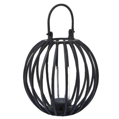 Orsina Aura Large Matte Black Lantern – Hand-Cast Floor Candle Holder