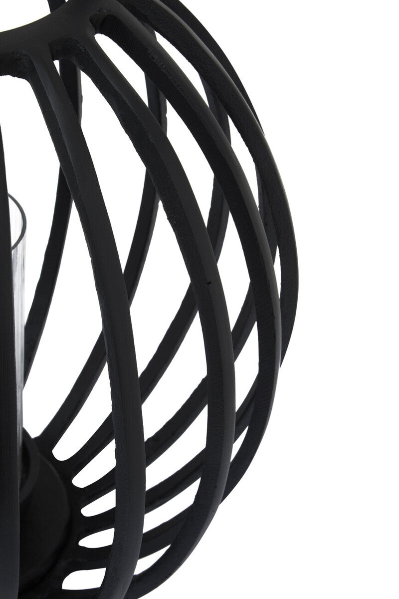 Orsina Aura Large Matte Black Lantern – Hand-Cast Floor Candle Holder