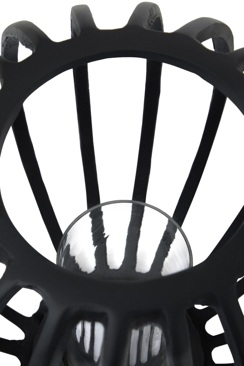 Orsina Aura Large Matte Black Lantern – Hand-Cast Floor Candle Holder