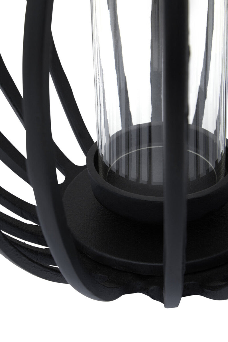 Orsina Aura Large Matte Black Lantern – Hand-Cast Floor Candle Holder