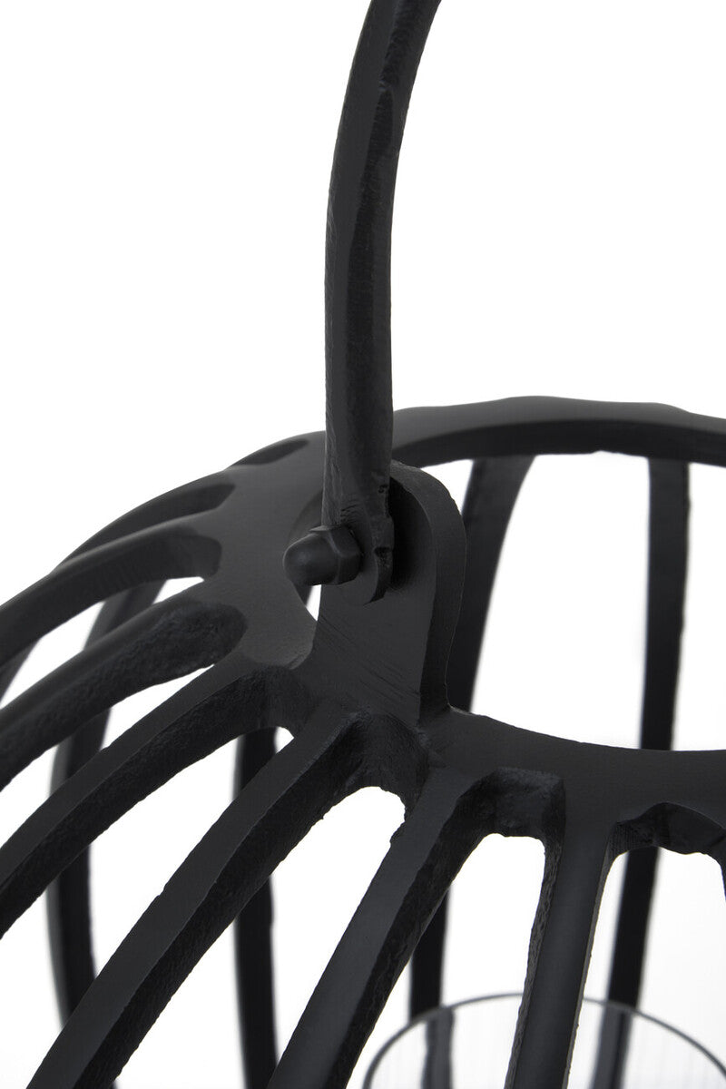 Orsina Aura Large Matte Black Lantern – Hand-Cast Floor Candle Holder
