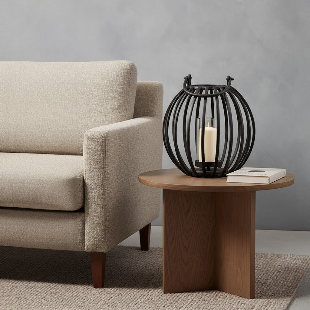Orsina Aura Large Matte Black Lantern – Hand-Cast Floor Candle Holder