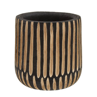 Orsina Arlo Large Engraved Wooden Planter – Natural and Black