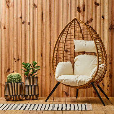 Orsina Arlo Large Engraved Wooden Planter – Natural and Black