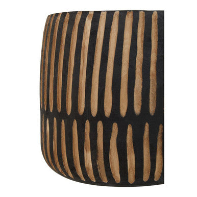 Orsina Arlo Large Engraved Wooden Planter – Natural and Black