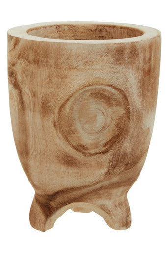 Orsina Arlo Small Natural Wooden Planter – Handcrafted Footed Pot