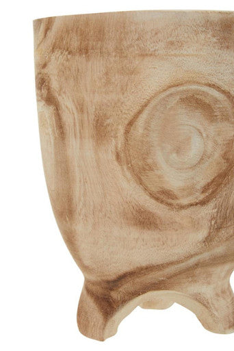 Orsina Arlo Small Natural Wooden Planter – Handcrafted Footed Pot