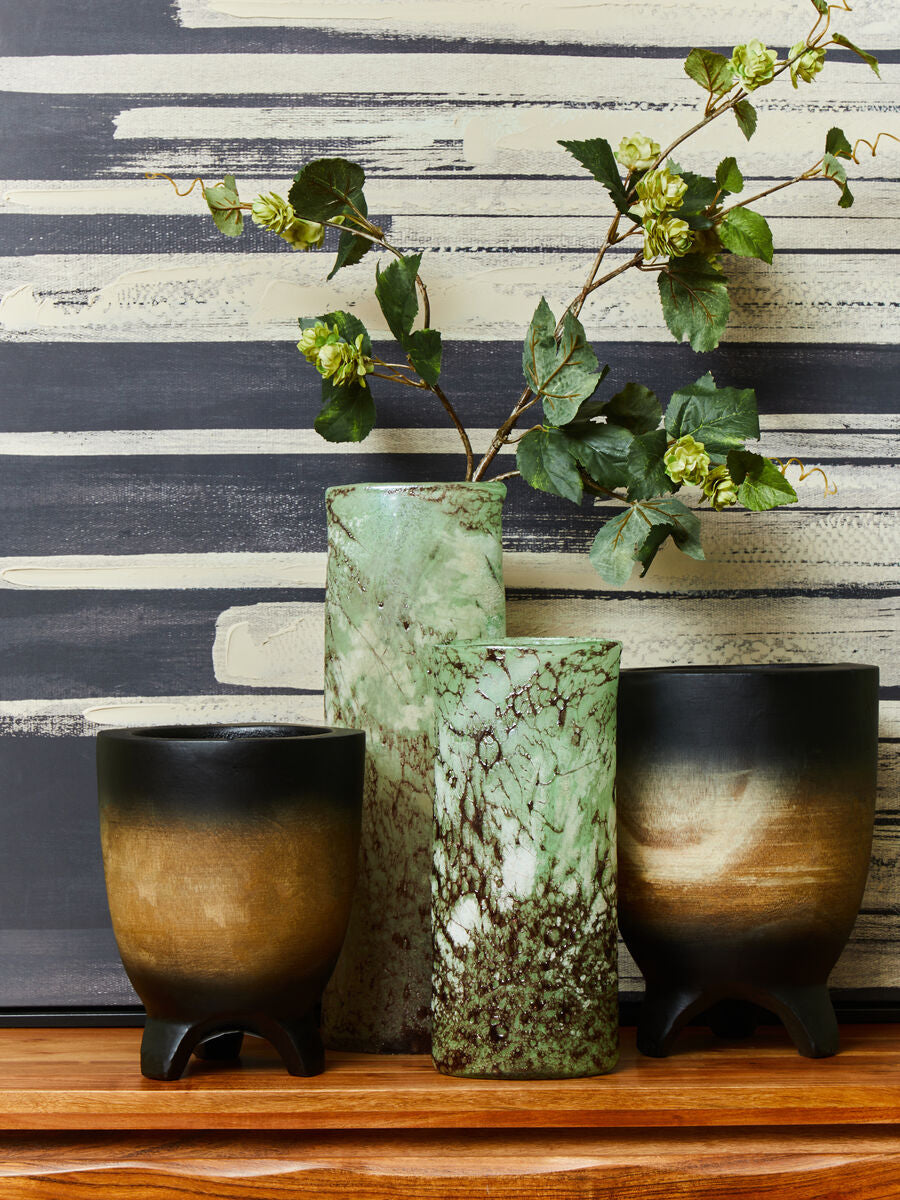 Orsina Arlo Large Wooden Ombre Planter – Handmade Black & Natural