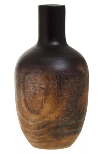 Orsina Arlo Large Wooden Ombre Vase – Black and Natural Hand-Finished
