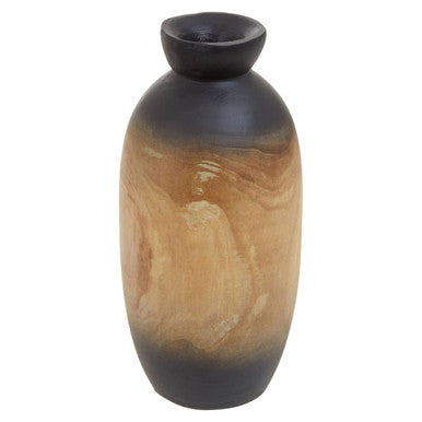 Orsina Arlo Small Wooden Ombre Vase – Hand-Finished Black and Natural