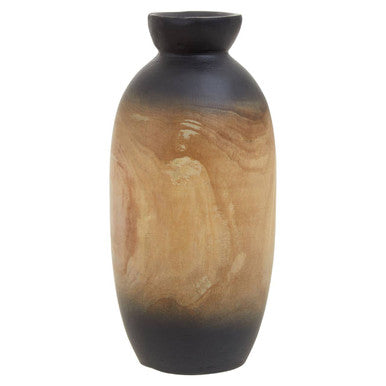 Orsina Arlo Small Wooden Ombre Vase – Hand-Finished Black and Natural
