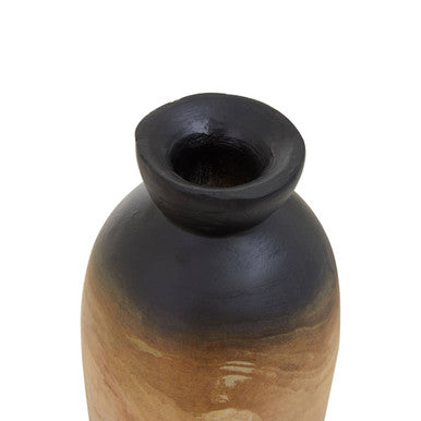 Orsina Arlo Small Wooden Ombre Vase – Hand-Finished Black and Natural