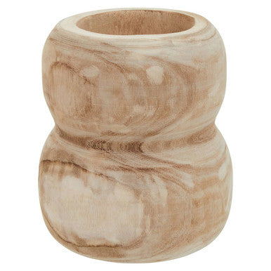 Orsina Arlo Natural Wooden Vase – Handcrafted Solid Wood Boho Decor
