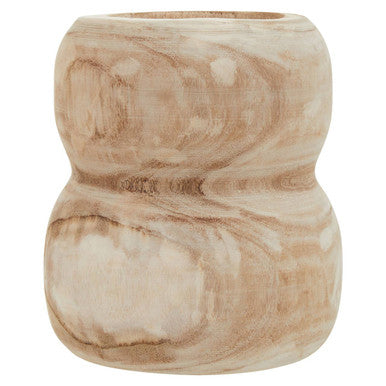 Orsina Arlo Natural Wooden Vase – Handcrafted Solid Wood Boho Decor