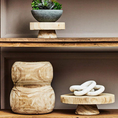 Orsina Arlo Natural Wooden Vase – Handcrafted Solid Wood Boho Decor
