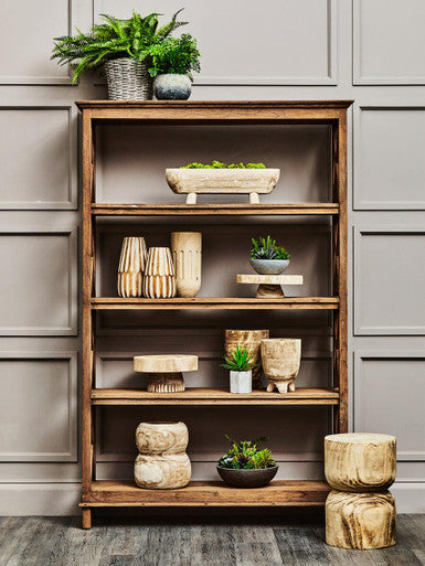 Orsina Arlo Natural Wooden Vase – Handcrafted Solid Wood Boho Decor