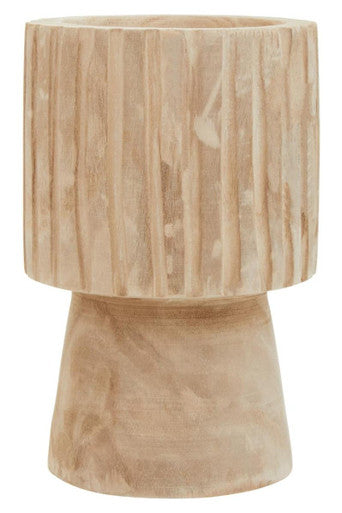 Orsina Arlo Engraved Wooden Vase – Hand-Carved Paulownia Decor