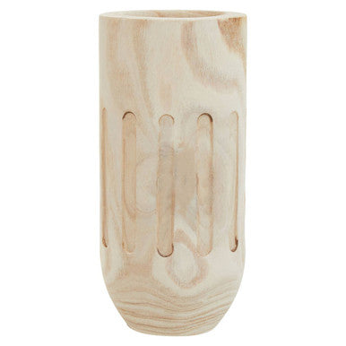 Orsina Arlo Natural Engraved Paulownia Wood Vase – Handcrafted Decor