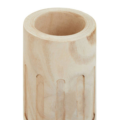 Orsina Arlo Natural Engraved Paulownia Wood Vase – Handcrafted Decor
