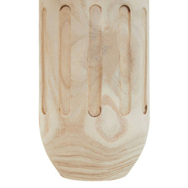 Orsina Arlo Natural Engraved Paulownia Wood Vase – Handcrafted Decor