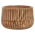 Orsina Arlo Large Wooden Planter – Handcarved Brown and Natural