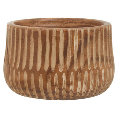 Orsina Arlo Large Wooden Planter – Handcarved Brown and Natural