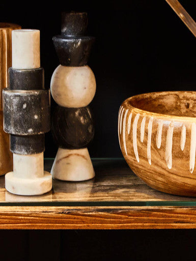 Orsina Arlo Small Handcrafted Wooden Round Bowl – Brown and Natural