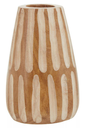 Orsina Arlo Small Wooden Vase – Handcarved Brown and Natural Decor