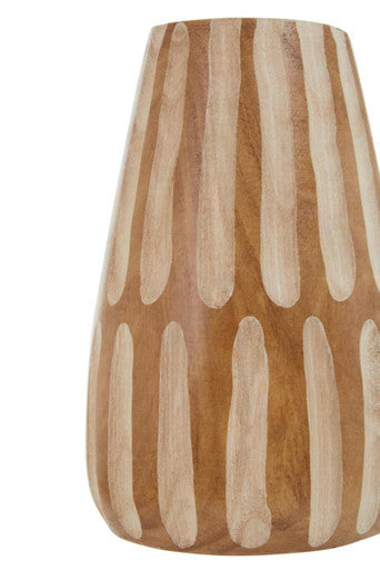 Orsina Arlo Small Wooden Vase – Handcarved Brown and Natural Decor