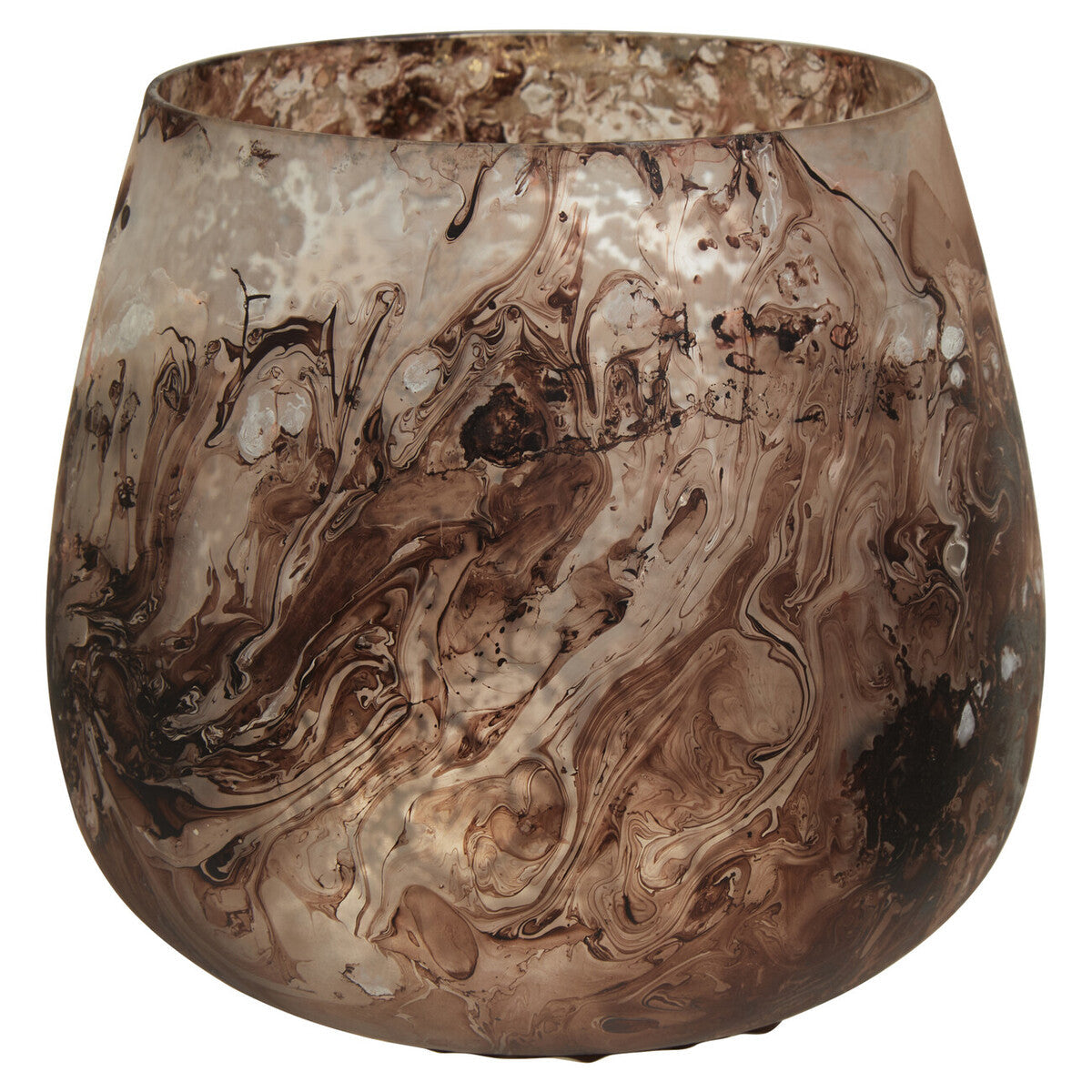 Orsina Garan Brown Marble Effect Glass Votive Candle Holder – Small