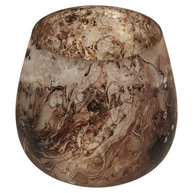 Orsina Garan Brown Marble Effect Glass Votive Candle Holder – Small