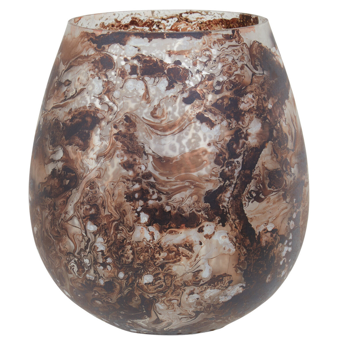 Orsina Garan Large Brown Marble Effect Glass Pillar Candle Holder