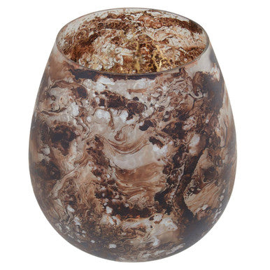 Orsina Garan Large Brown Marble Effect Glass Pillar Candle Holder