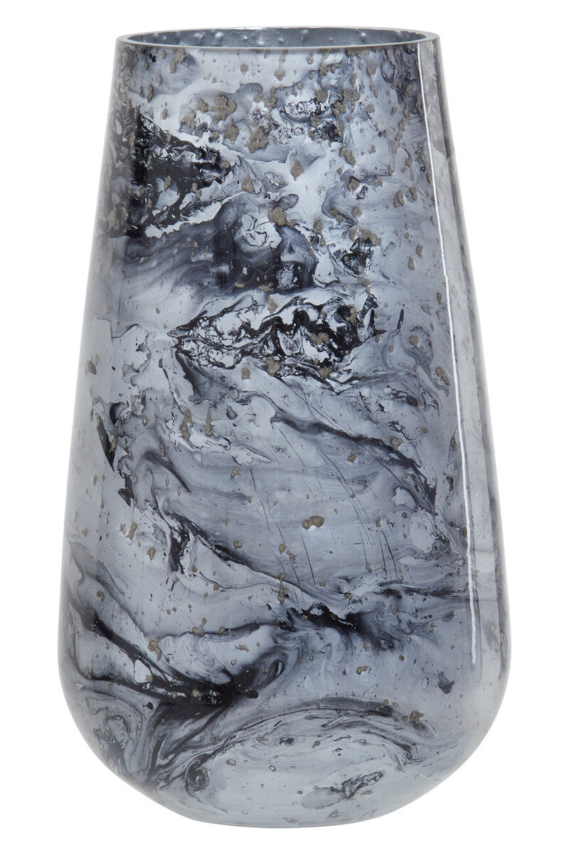Orsina Garan Grey Marble Effect Glass Vase – Tall Cylindrical Decor