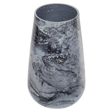 Orsina Garan Grey Marble Effect Glass Vase – Tall Cylindrical Decor