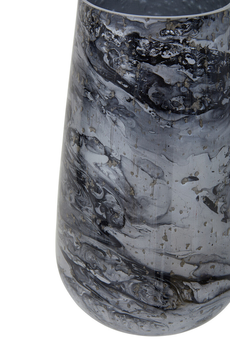 Orsina Garan Grey Marble Effect Glass Vase – Tall Cylindrical Decor