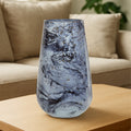 Orsina Garan Grey Marble Effect Glass Vase – Tall Cylindrical Decor