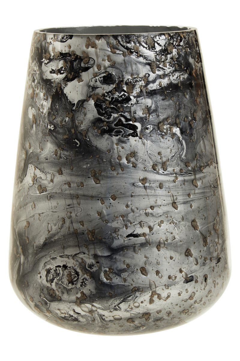 Orsina Garan Grey Marble Effect Small Glass Vase – Modern Tapered Decor