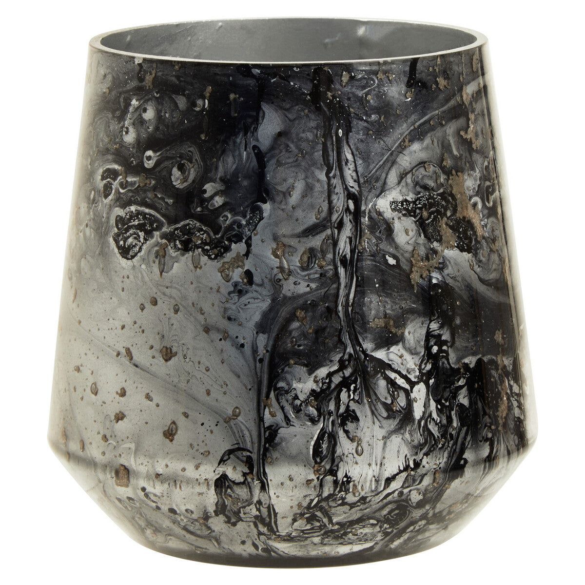 Orsina Garan Grey Marble Effect Glass Candle Holder – Round Votive