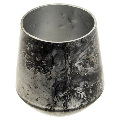 Orsina Garan Grey Marble Effect Glass Candle Holder – Round Votive