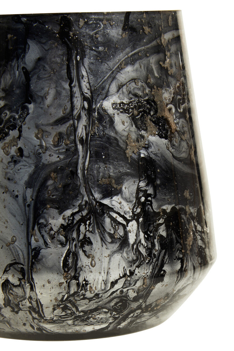 Orsina Garan Grey Marble Effect Glass Candle Holder – Round Votive