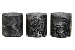 Orsina Garan Grey Marble Effect Glass Tealight Holders – Set of 3
