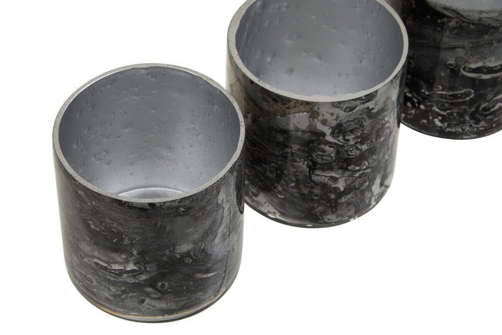 Orsina Garan Grey Marble Effect Glass Tealight Holders – Set of 3
