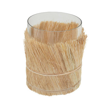 Orsina Kuta Large Candle Holder – Natural Raffia and Glass Coastal Decor