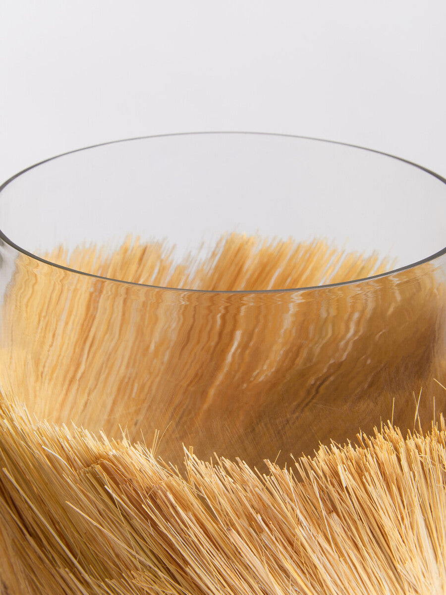 Orsina Kuta Large Candle Holder – Natural Raffia and Glass Coastal Decor