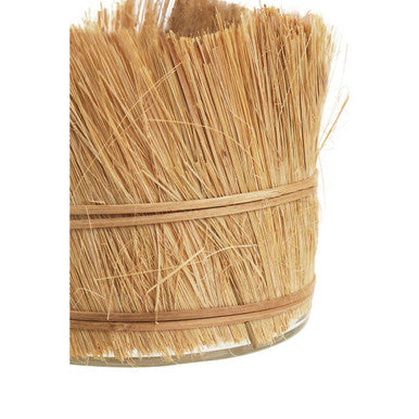 Orsina Kuta Natural Raffia and Glass Medium Candle Holder – Coastal Decor