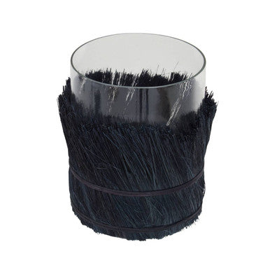 Orsina Kuta Black Large Candle Holder | Raffia and Glass Centerpiece