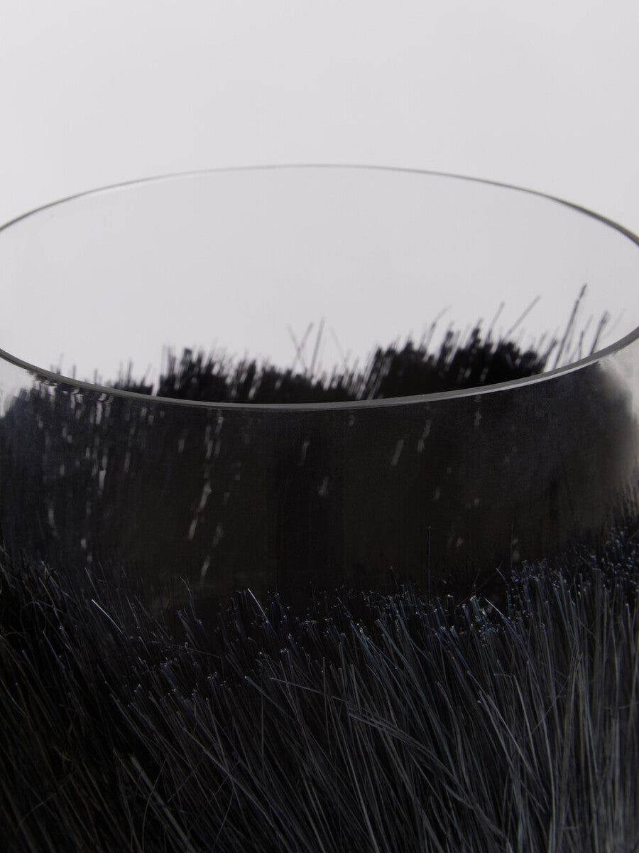 Orsina Kuta Black Large Candle Holder | Raffia and Glass Centerpiece
