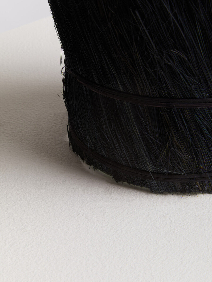 Orsina Kuta Black Large Candle Holder | Raffia and Glass Centerpiece
