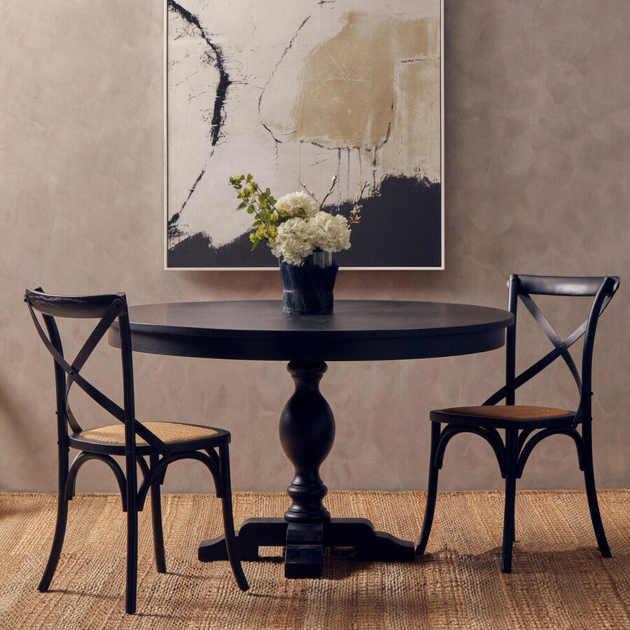 Orsina Kuta Black Large Candle Holder | Raffia and Glass Centerpiece